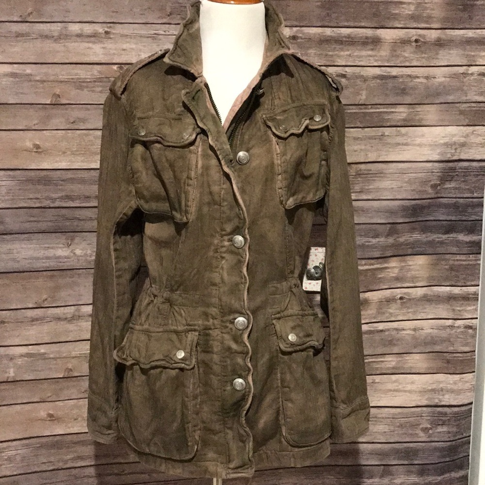 Free People Cotton Twill Military Jacket Small